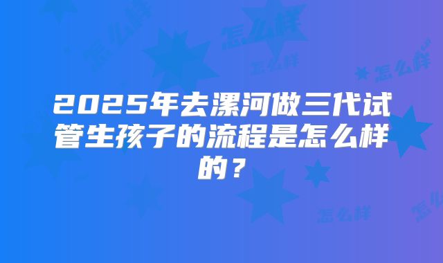 2025年去漯河做三代试管生孩子的流程是怎么样的？