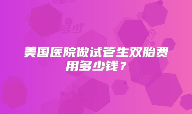 美国医院做试管生双胎费用多少钱？