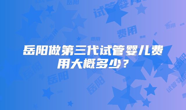 岳阳做第三代试管婴儿费用大概多少？