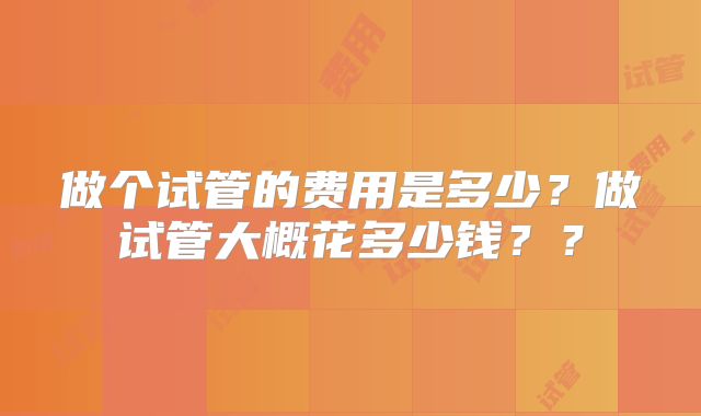 做个试管的费用是多少？做试管大概花多少钱？？