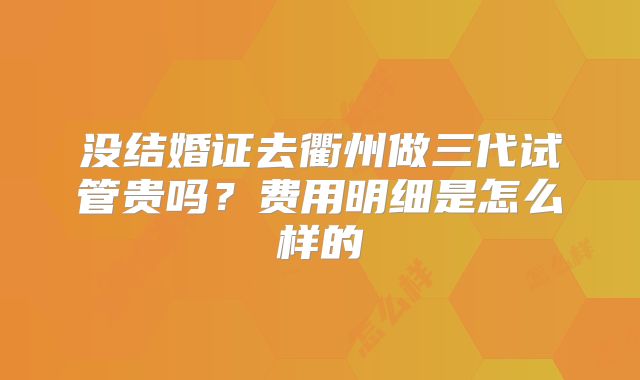 没结婚证去衢州做三代试管贵吗？费用明细是怎么样的