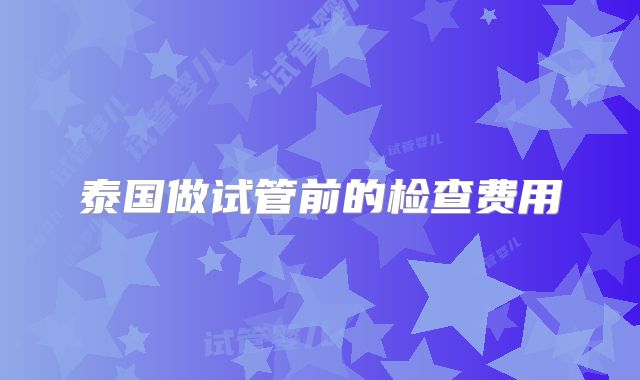 泰国做试管前的检查费用