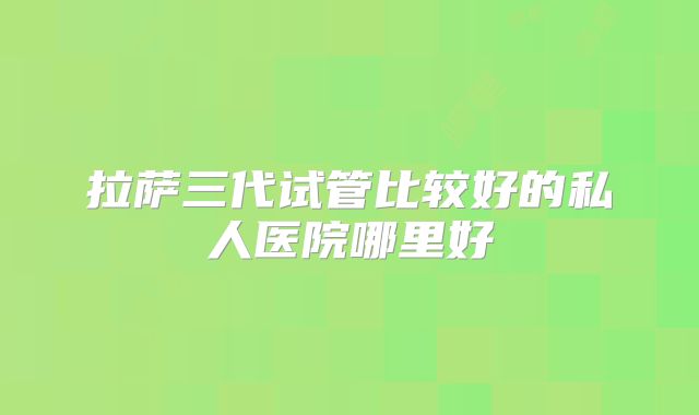 拉萨三代试管比较好的私人医院哪里好