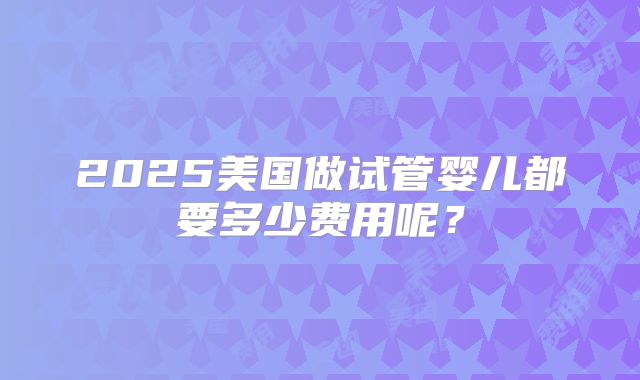 2025美国做试管婴儿都要多少费用呢？
