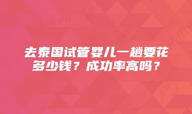 去泰国试管婴儿一趟要花多少钱？成功率高吗？