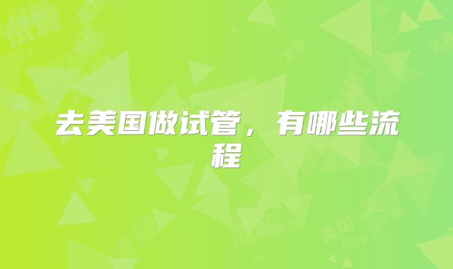 去美国做试管，有哪些流程