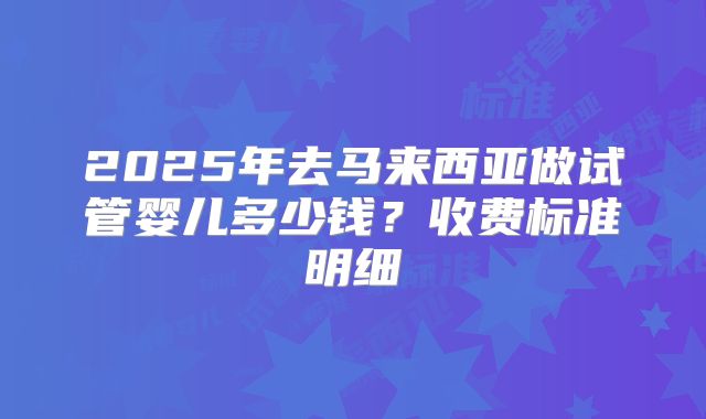 2025年去马来西亚做试管婴儿多少钱？收费标准明细