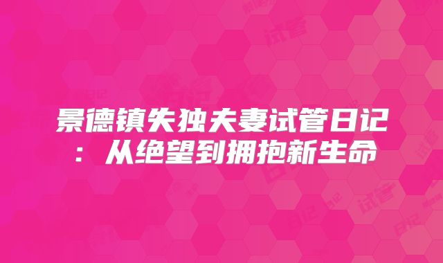 景德镇失独夫妻试管日记：从绝望到拥抱新生命