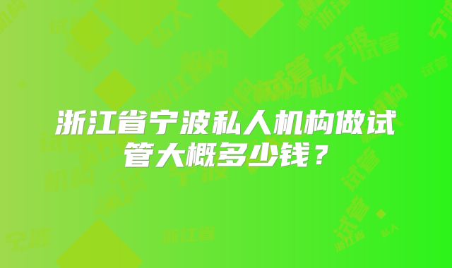 浙江省宁波私人机构做试管大概多少钱？