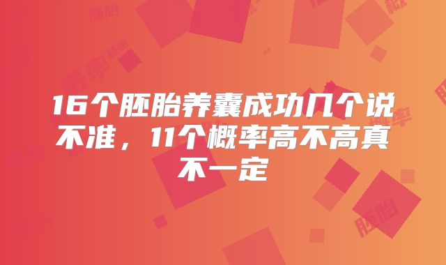 16个胚胎养囊成功几个说不准,11个概率高不高真不一定