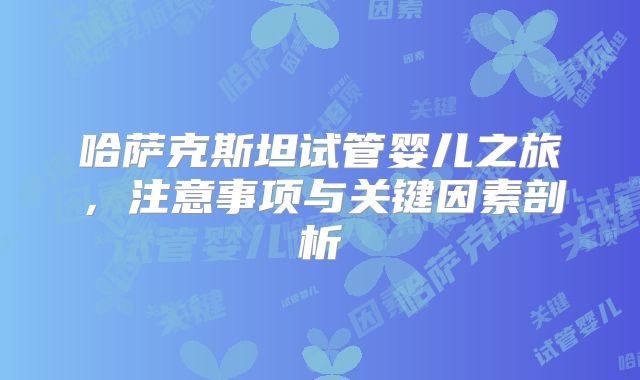 哈萨克斯坦试管婴儿之旅，注意事项与关键因素剖析