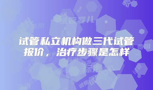 试管私立机构做三代试管报价，治疗步骤是怎样