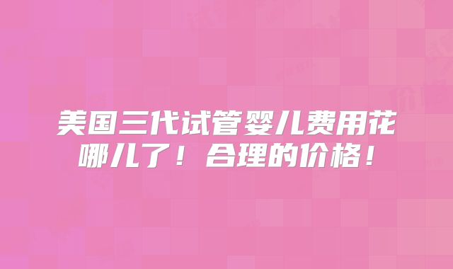 美国三代试管婴儿费用花哪儿了！合理的价格！