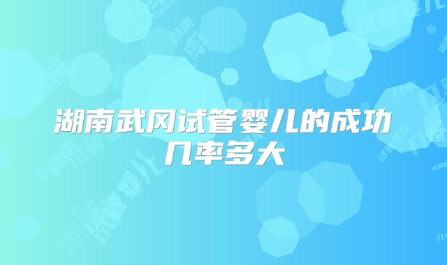 湖南武冈试管婴儿的成功几率多大