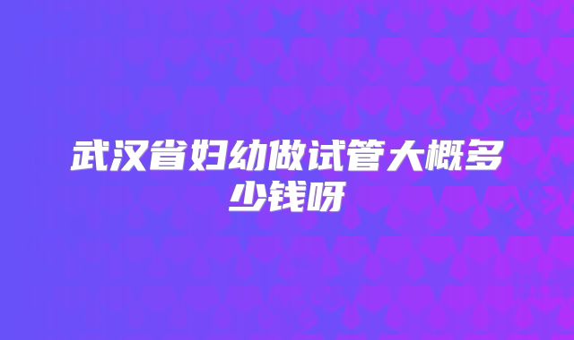武汉省妇幼做试管大概多少钱呀
