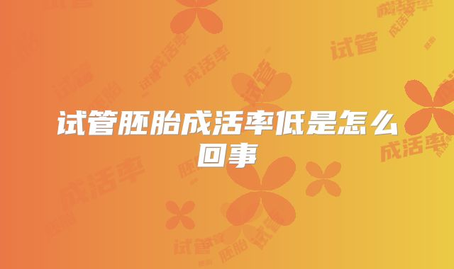 试管胚胎成活率低是怎么回事