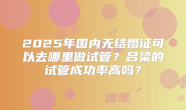 2025年国内无结婚证可以去哪里做试管？吕梁的试管成功率高吗？