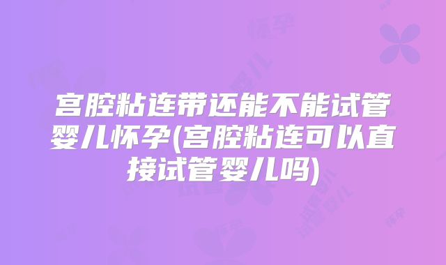 宫腔粘连带还能不能试管婴儿怀孕(宫腔粘连可以直接试管婴儿吗)