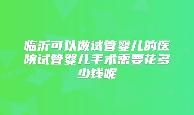 临沂可以做试管婴儿的医院试管婴儿手术需要花多少钱呢