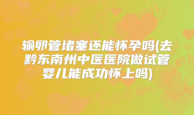 输卵管堵塞还能怀孕吗(去黔东南州中医医院做试管婴儿能成功怀上吗)
