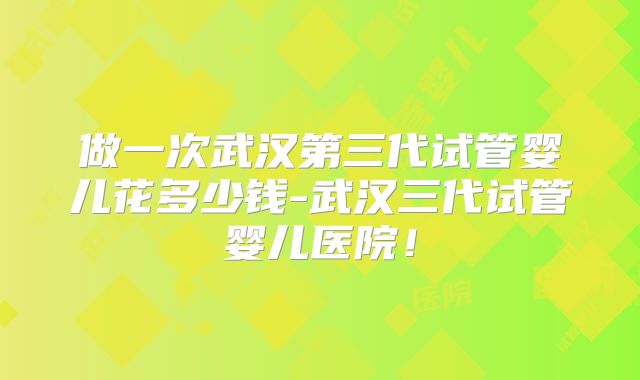 做一次武汉第三代试管婴儿花多少钱-武汉三代试管婴儿医院！