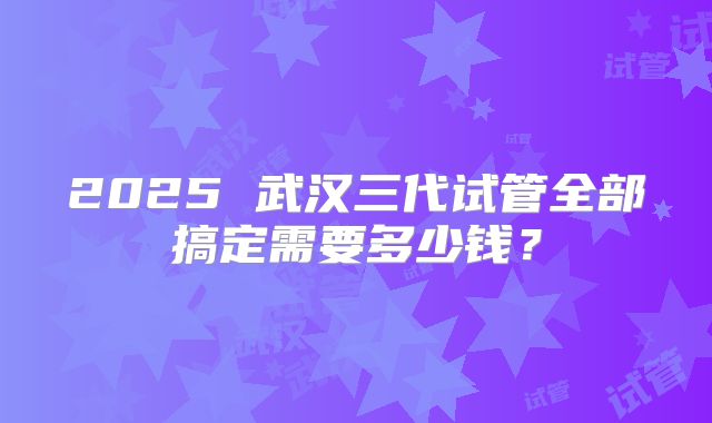 2025 武汉三代试管全部搞定需要多少钱？