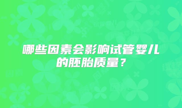 哪些因素会影响试管婴儿的胚胎质量？