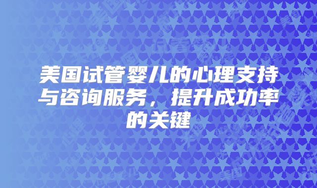 美国试管婴儿的心理支持与咨询服务,提升成功率的关键