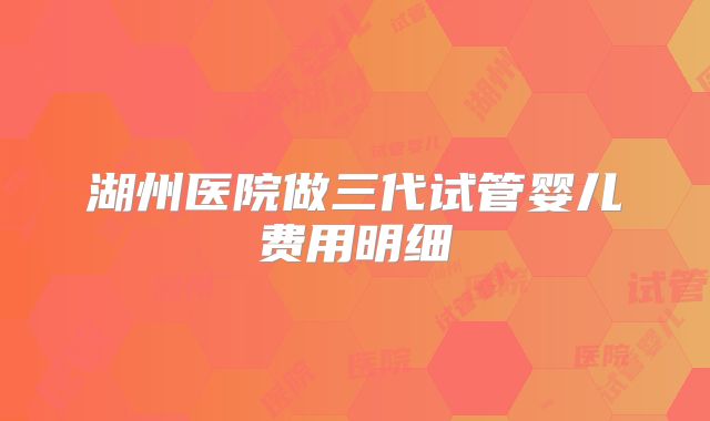 湖州医院做三代试管婴儿费用明细