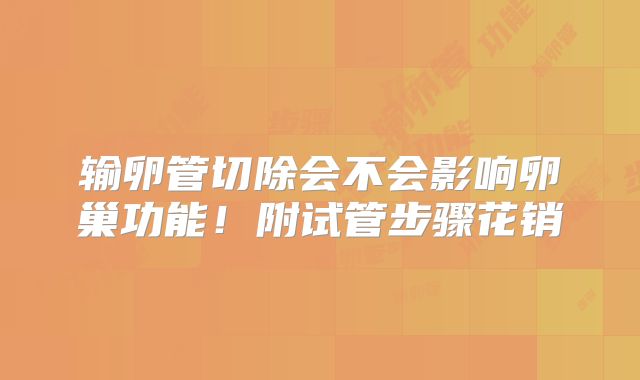 输卵管切除会不会影响卵巢功能！附试管步骤花销