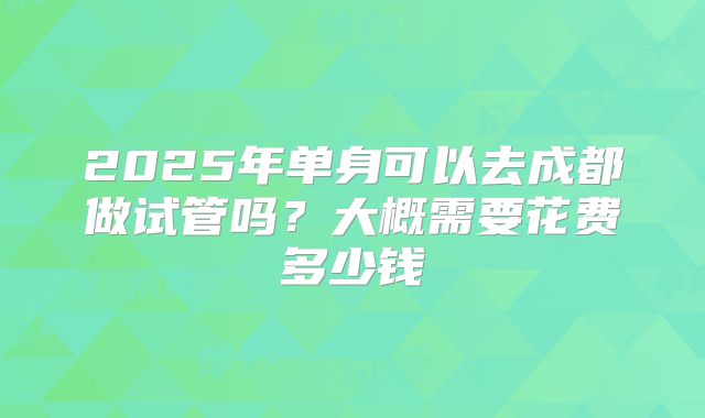 2025年单身可以去成都做试管吗?大概需要花费多少钱