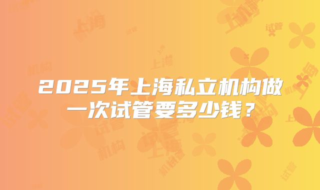 2025年上海私立机构做一次试管要多少钱？