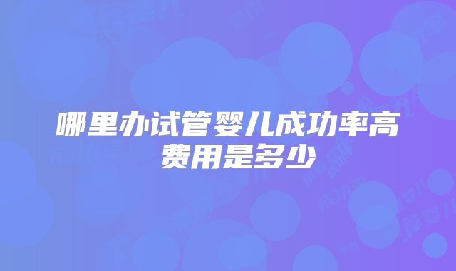哪里办试管婴儿成功率高 费用是多少