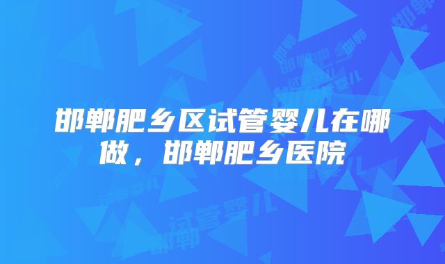 邯郸肥乡区试管婴儿在哪做，邯郸肥乡医院