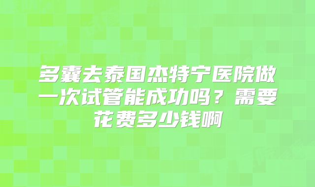 多囊去泰国杰特宁医院做一次试管能成功吗？需要花费多少钱啊
