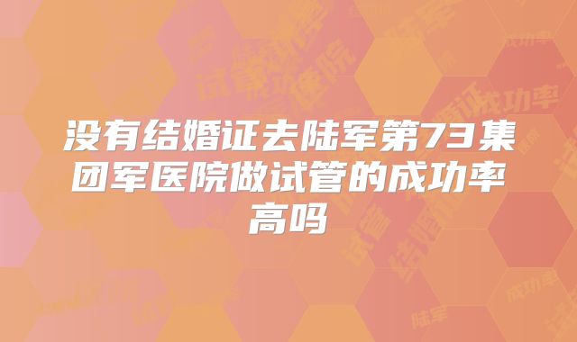 没有结婚证去陆军第73集团军医院做试管的成功率高吗