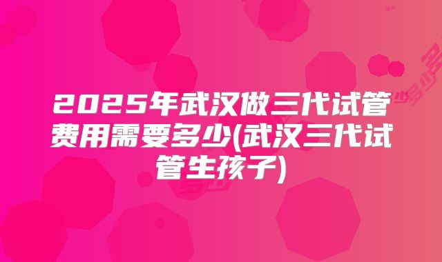 2025年武汉做三代试管费用需要多少(武汉三代试管生孩子)