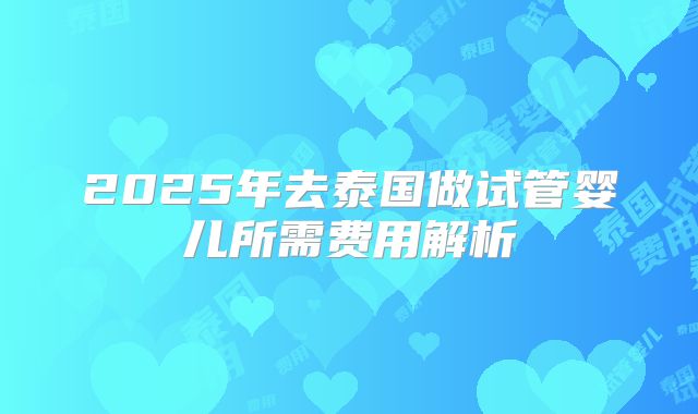 2025年去泰国做试管婴儿所需费用解析