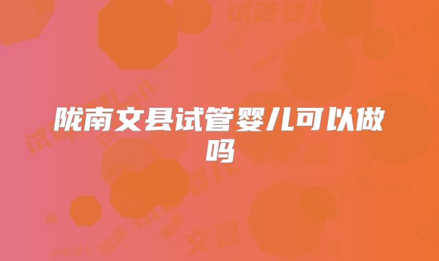 陇南文县试管婴儿可以做吗