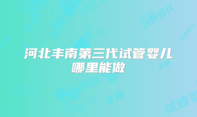 河北丰南第三代试管婴儿哪里能做