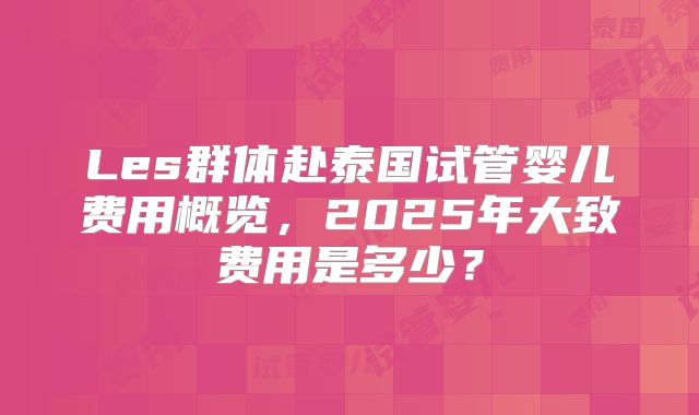 Les群体赴泰国试管婴儿费用概览,2025年大致费用是多少?