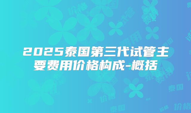 2025泰国第三代试管主要费用价格构成-概括