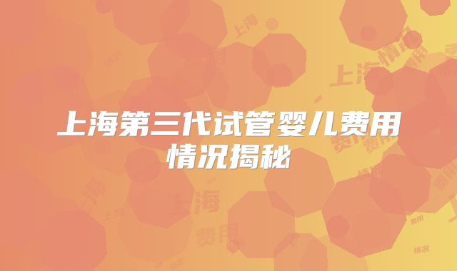 上海第三代试管婴儿费用情况揭秘