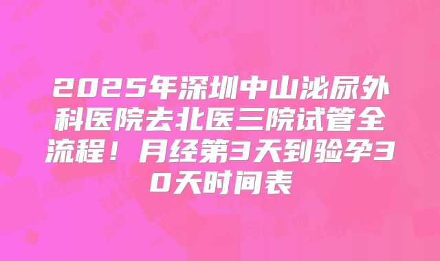2025年深圳中山泌尿外科医院去北医三院试管全流程！月经第3天到验孕30天时间表