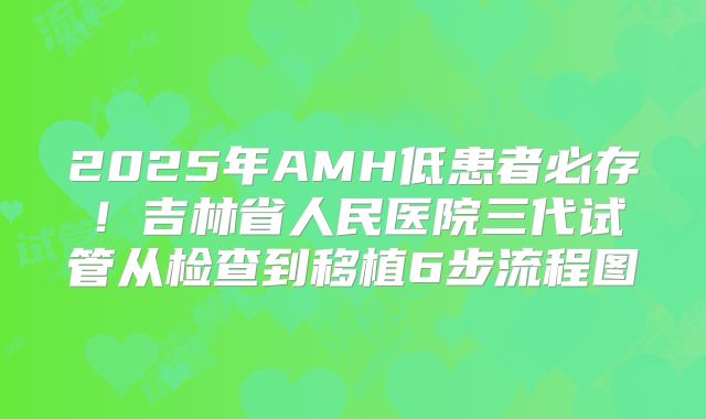 2025年AMH低患者必存！吉林省人民医院三代试管从检查到移植6步流程图