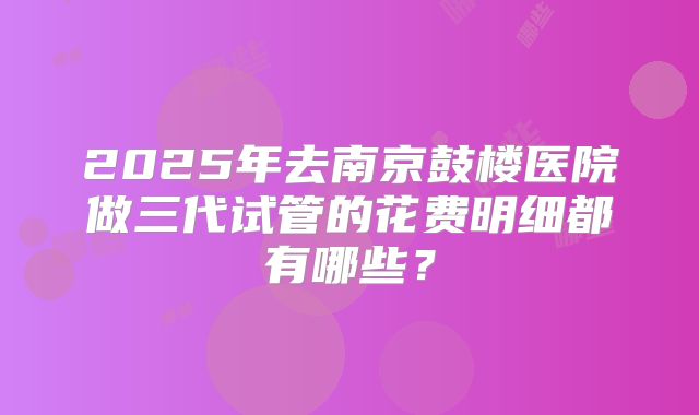 2025年去南京鼓楼医院做三代试管的花费明细都有哪些？