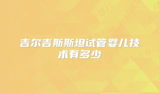 吉尔吉斯斯坦试管婴儿技术有多少