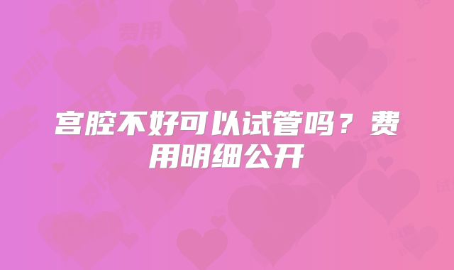 宫腔不好可以试管吗？费用明细公开