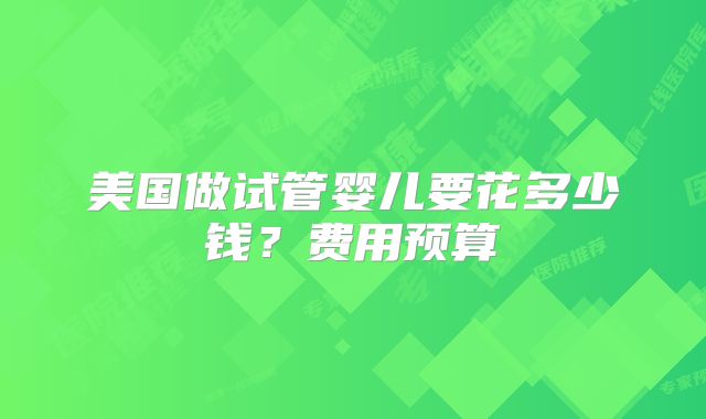 美国做试管婴儿要花多少钱？费用预算