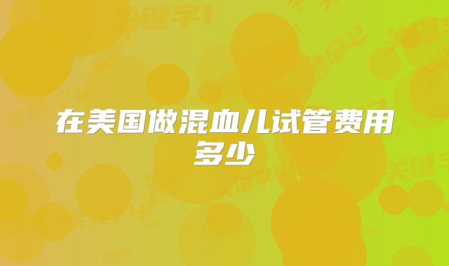 在美国做混血儿试管费用多少